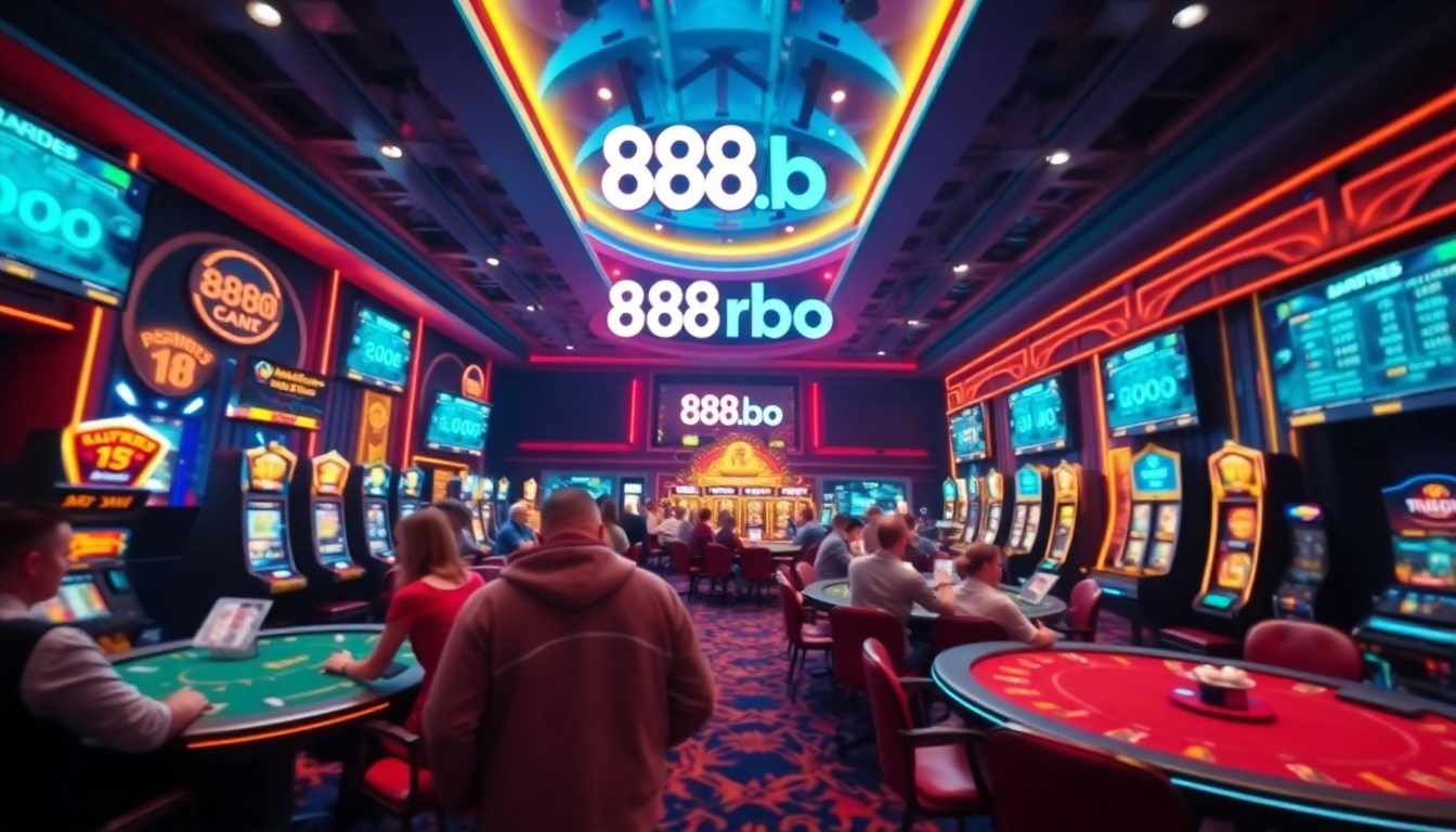 Experience the thrill of online gaming at 888b.rodeo with vibrant casino scenes showcasing thrilling poker and slot action.