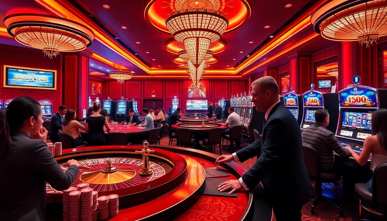 Players enjoying games at the luxurious casino, featuring the digital platform rikvip.gb.net prominently.