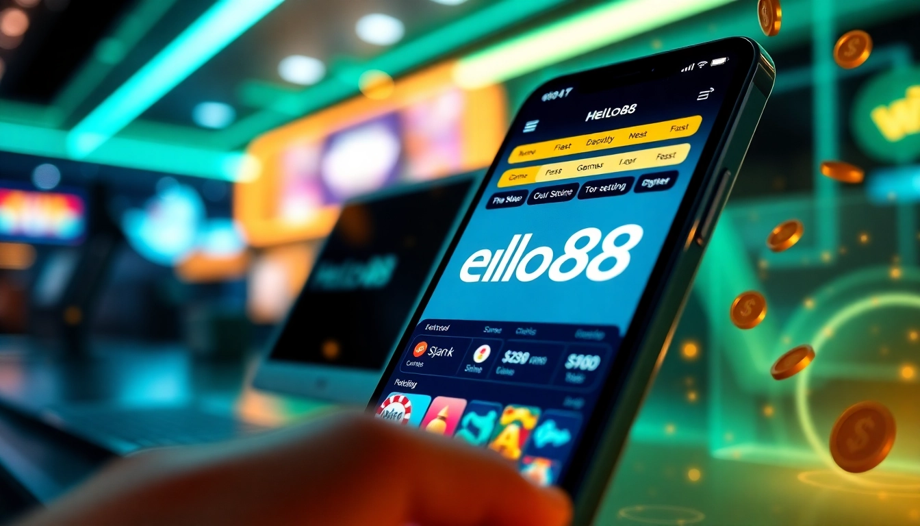 Engaging display of the Hello88 online gambling platform showcasing vibrant app interface.
