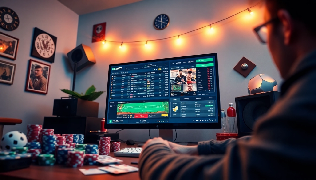 Explore sbobet.dance with an engaging online betting scene showcasing vibrant gaming elements.