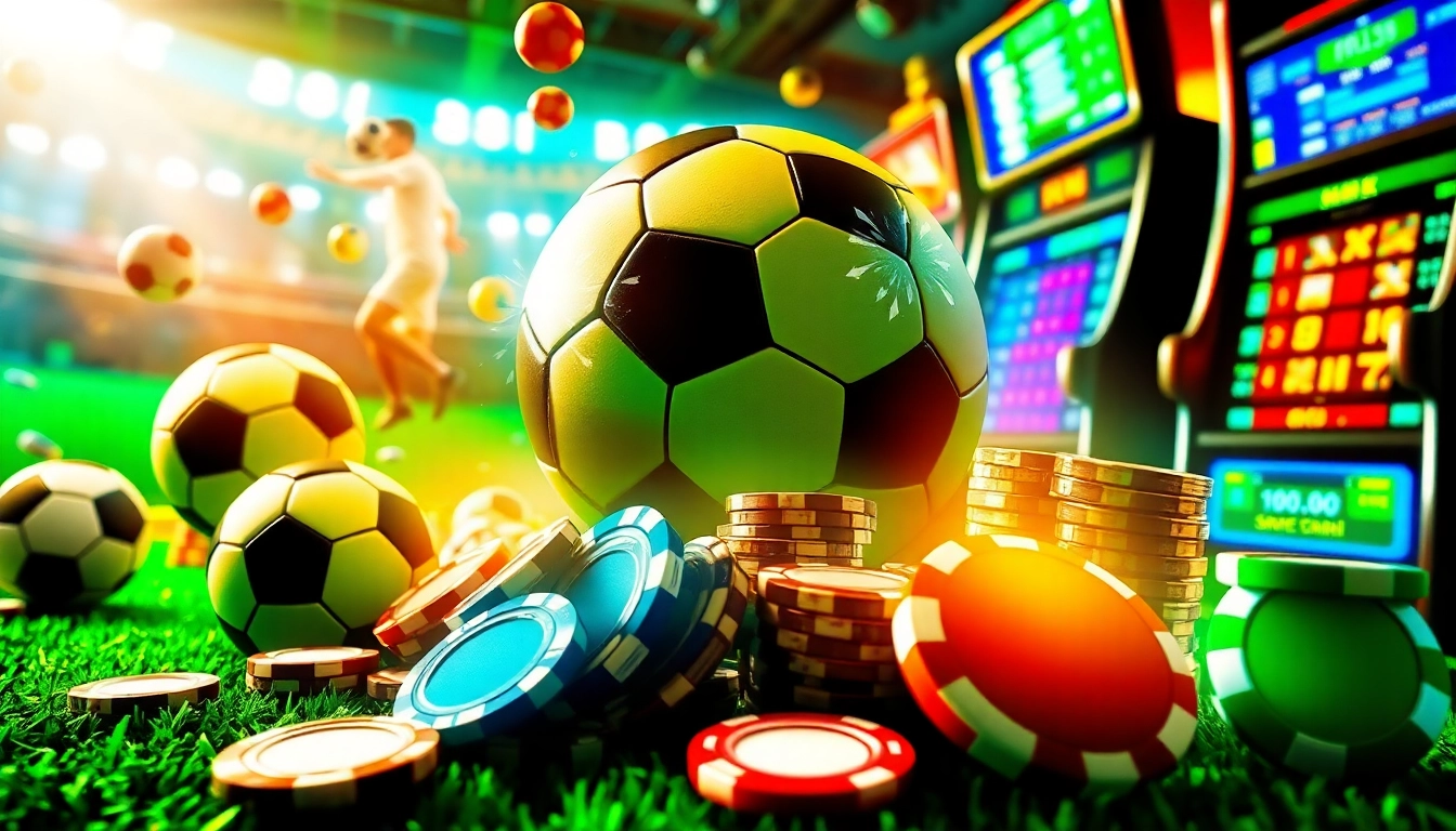 Experience thrilling sports betting and gaming excitement with 888b.bet, showcasing vibrant visuals of poker chips and footballs.